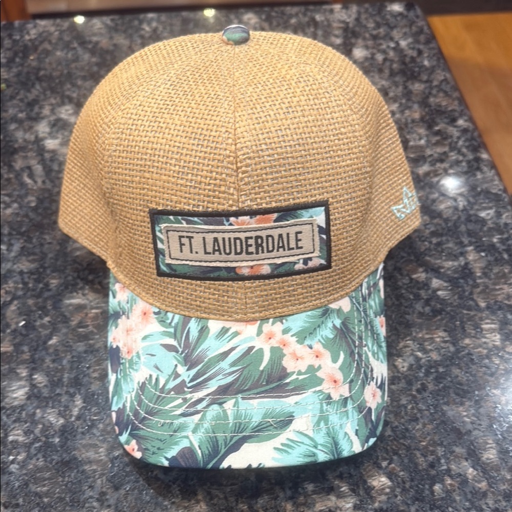 Brown and Green Floral Cap